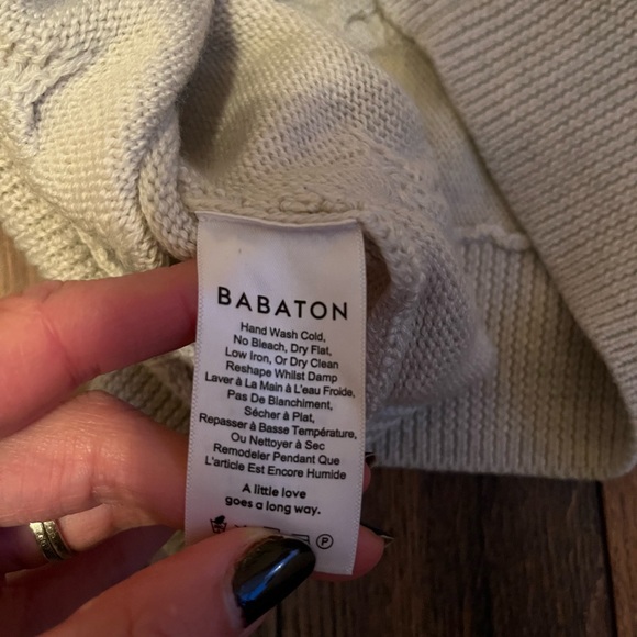 Babaton ecru merino wool boatneck sweater - Picture 7 of 15